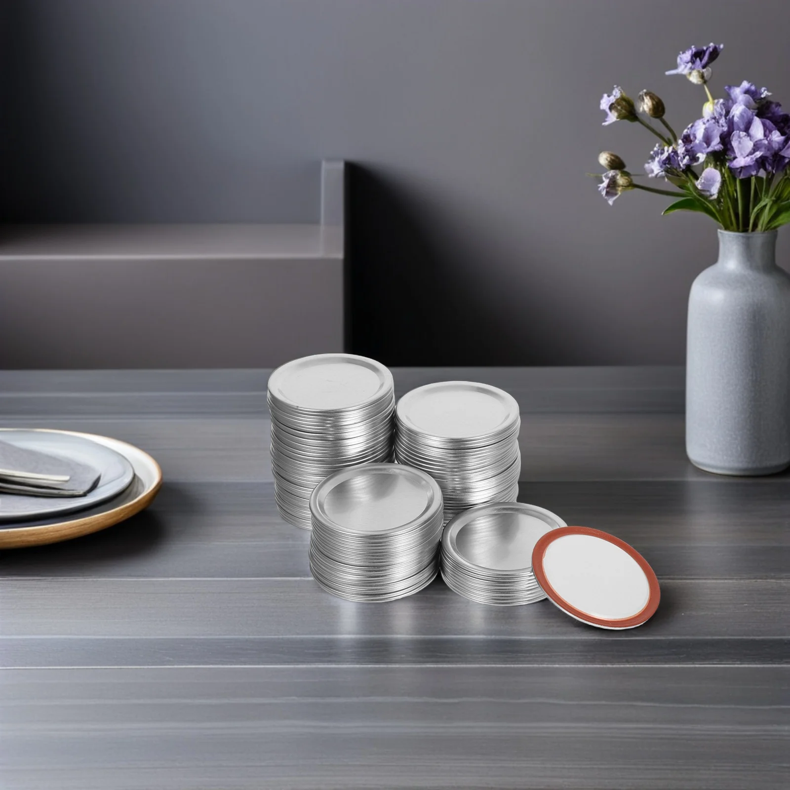 

100Pcs Aluminum Mason Jar Lids 70Mm Regular Mouth Reusable Canning Lids with Rings for Jams Sauces Dry Goods Storage Seal Covers