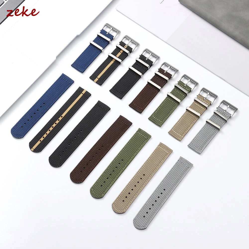 18mm 20mm 22mm Ribbed Nylon Watch Strap Two-Piece Military Sport Style Men Women Replacement Band for Omega Bracelet Accessories view 2