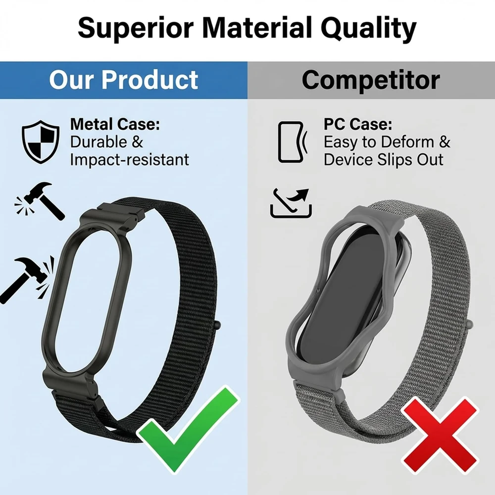 Soft Nylon Strap for Plaud NotePin Ai /S Ai Voice Recorder Breathable Wristband with Metal Frame Band for NotePin Ai Accessories