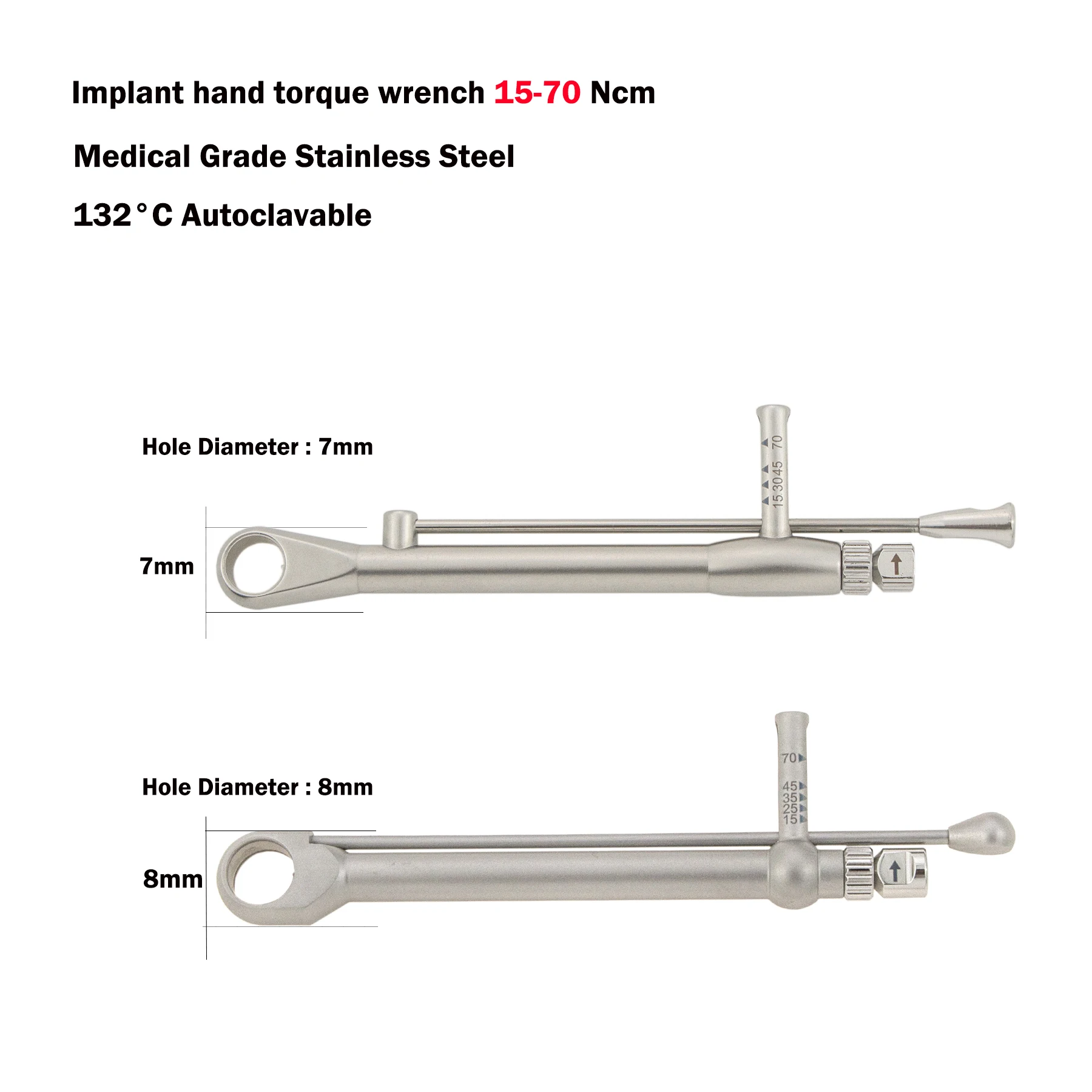 

Implant Dental Prosthetic Hand Torque Wrench Manual 7mm 8mm for Nobel 15-70Ncm Autoclavable