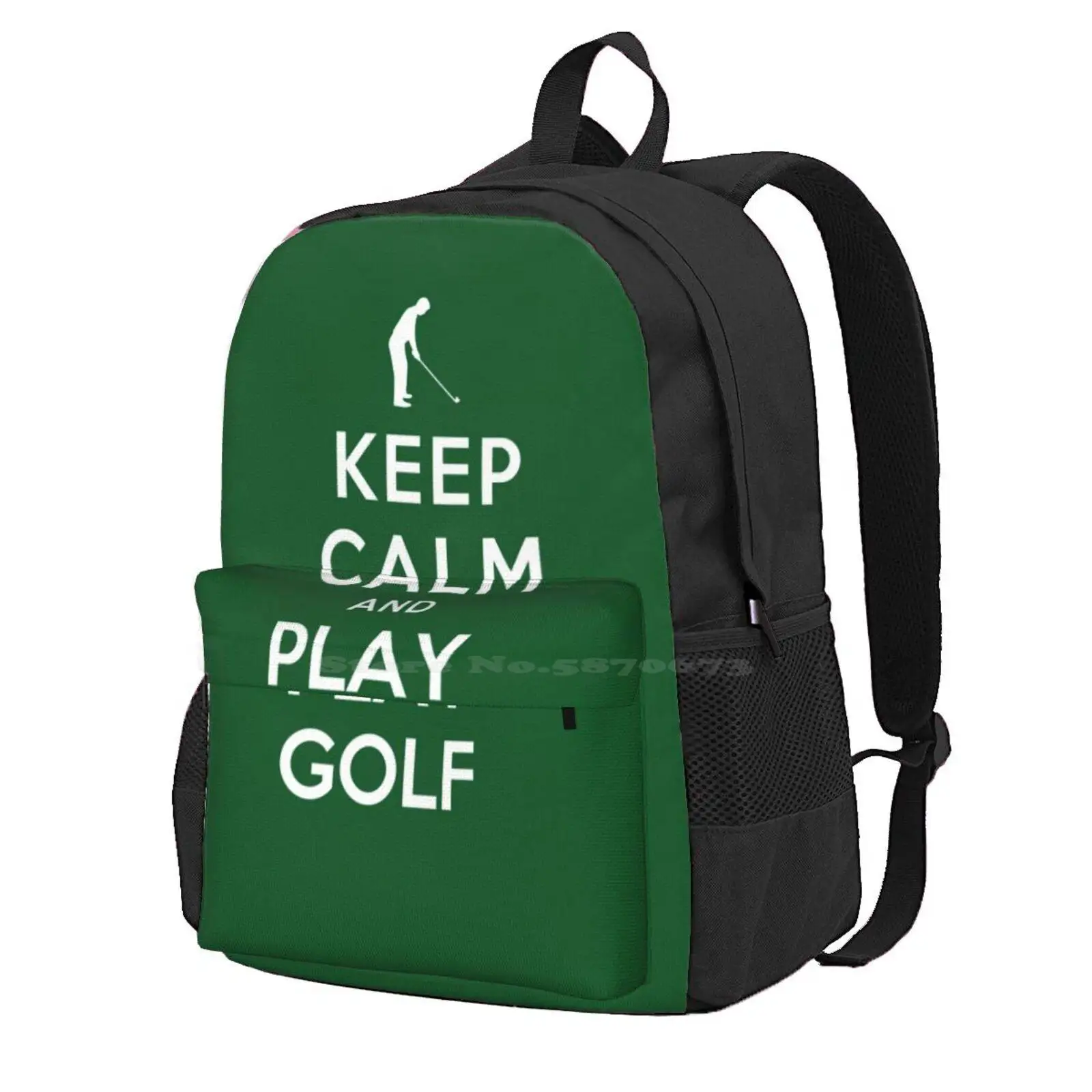 Keep Calm And Play Golf Hot Sale Schoolbag Backpack Fashion Bags Keep Calm And Carry On Golfer Sports Funny Joke Humor Text