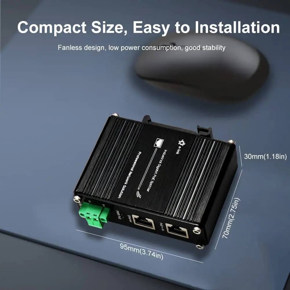 Imagem -03 - Divisor Poe de Saída dc Industrial Adaptador Gigabit de Entrada Power Over Ethernet Ieee802.3at bt 30w 95w 12 19 24 36v