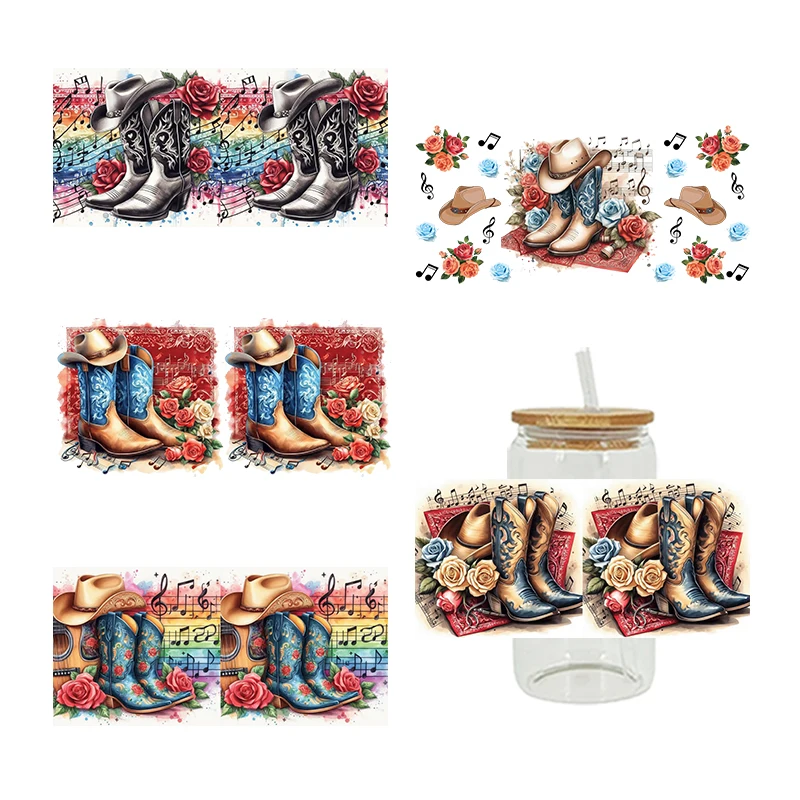 3D UV DTF Transfers Stickers 16oz Cup Wraps Cartoon Animal Cowboy Boots Printed For DIY Glass Ceramic Metal Leather Etc. D15132