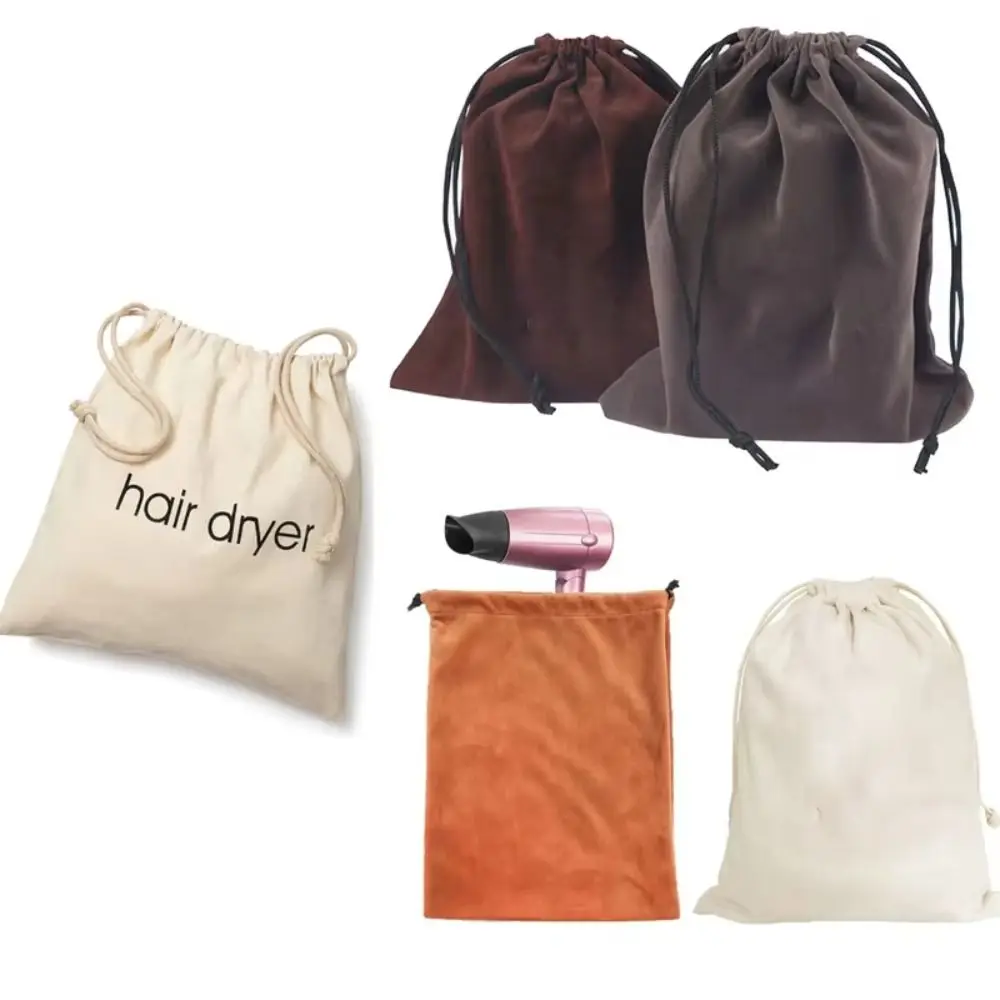 Portable Dustproof Hair Dryer Cloth Bag Large Capacity Canvas Hair Diffuser Drawstring Hairdryer Bag