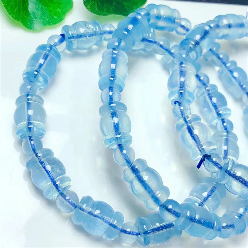 

Natural Aquamarine Candies Bracelet Jewelry For Woman Man Healing Wealth Beads Crystal Gift 1pcs