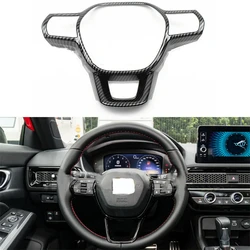 For Honda Civic 11th Gen 2022-2024 Carbon Fiber Interior Steering Wheel Button Switch Panel Cover Trim Decoration Accessories