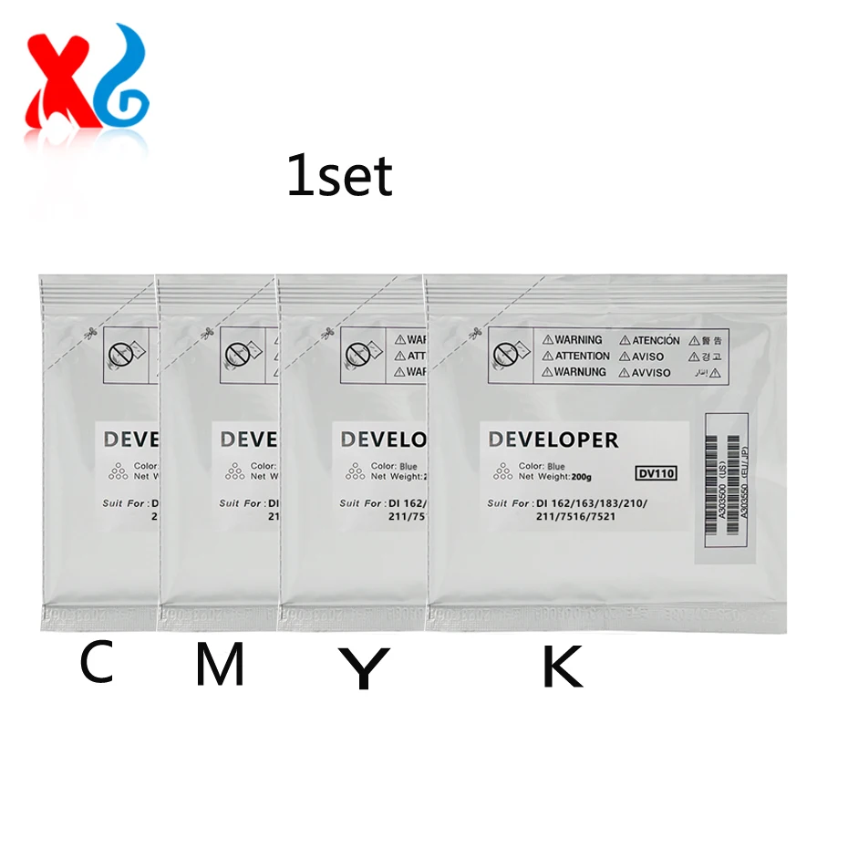 

4PCS DV110 Developer Powder For Konica Minolta Bizhub Di162 152 183 1611 2011 162 210 163 220 DI181 EP105A 7516 163 211