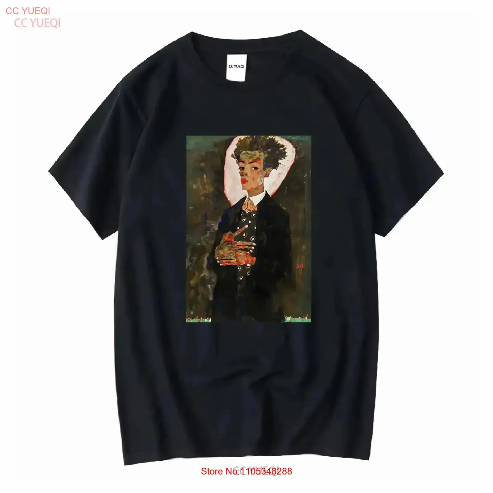 Egon Schiele T-Shirt, ästhetische Kleidung, berühmter Künstler, expressionistisches Kunst-T-Shirt, Selbstporträt, brauner Druck, Vintage, gewaschen, dehnbar