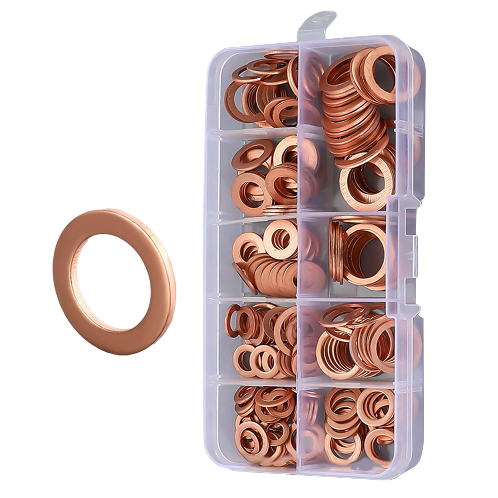 Copper Crush Washers 200 pcs O-For Ring Gasket Kit Designed for Engine Oil Drain Applications in Diverse Mechanical Systems