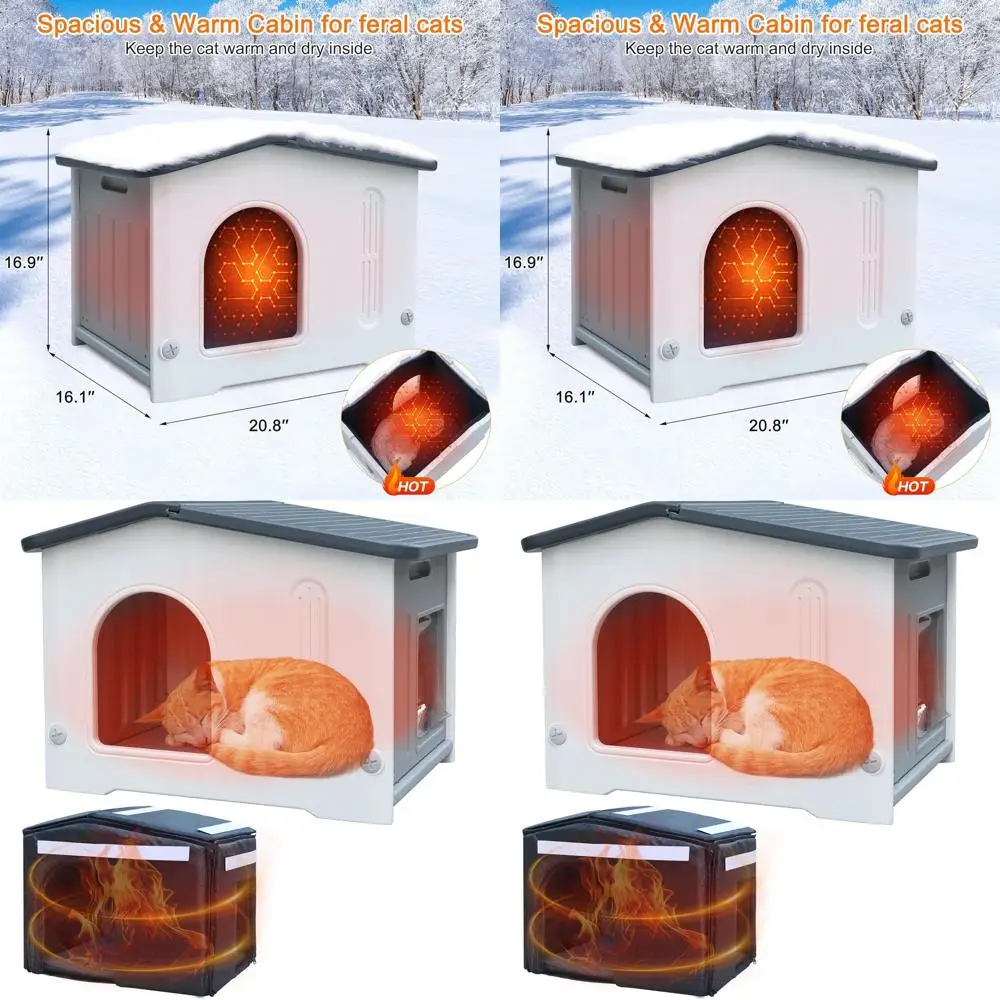 

Изолированный водонепроницаемый кошачий домик для улицы, простая сборка, идеально подходит для зимних и фермерских кошек — серый