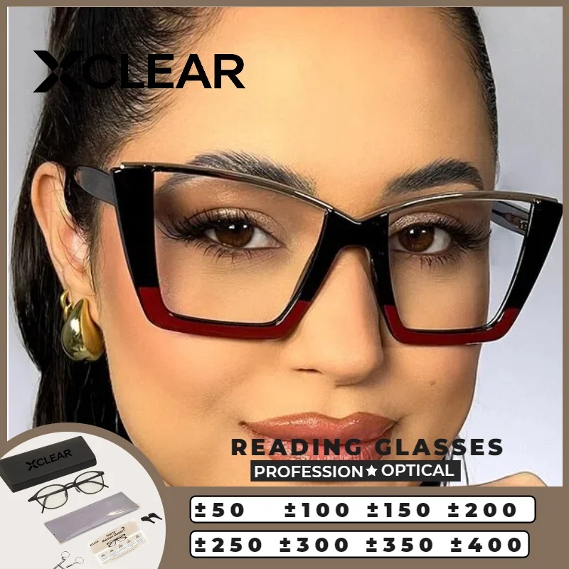 

XCLEAR Reading Glasses Prescription Glasses with Prescription Lens Customized Square Anti Blue Light Lightweight Skinny Face