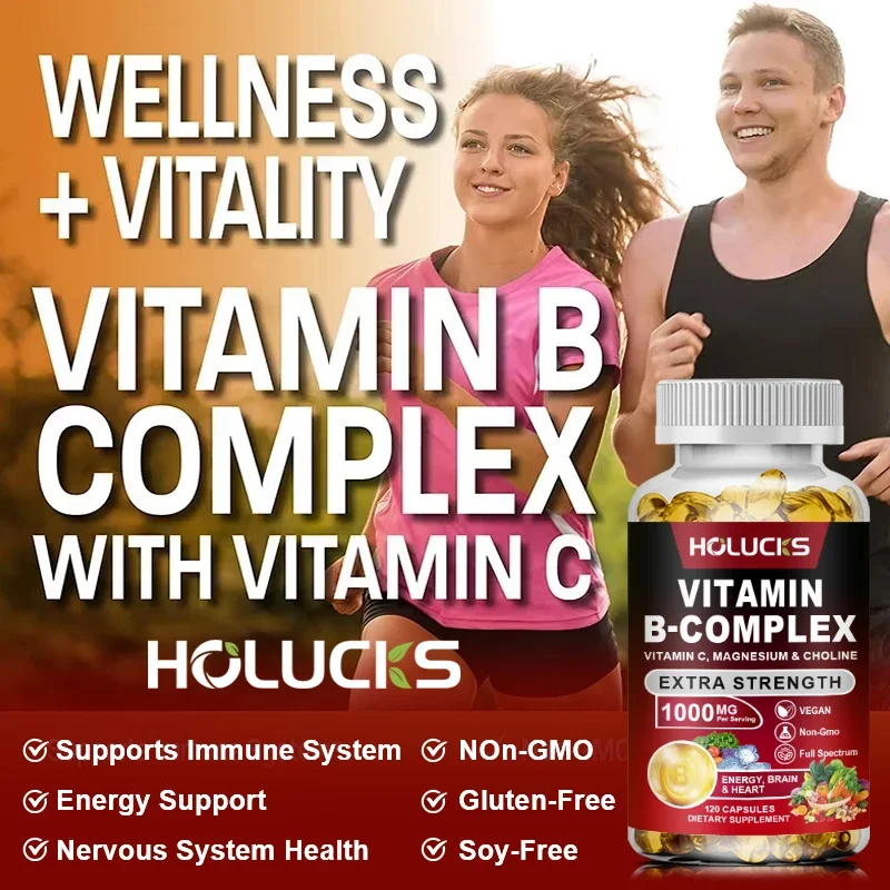 Vitamin B Complex Supplement - (B1, B2, B3, B5, B6, B7, B8, B9, B12 Folic Acid&Biotin) with Vitamin C, Inositol - Energy Healthy