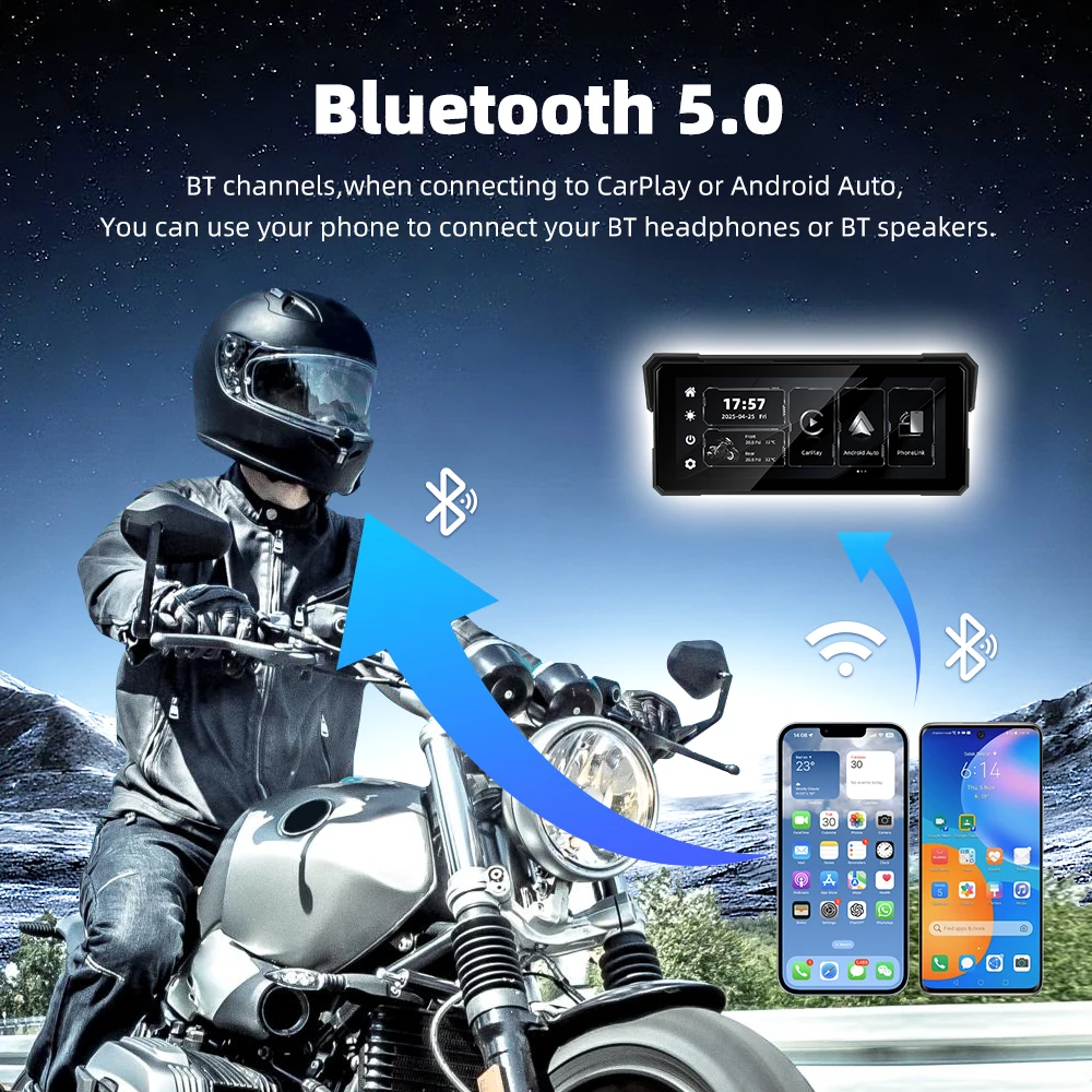 EKIY 8.1 inch Motorcycle Wireless CarPlay Android Auto Screen
