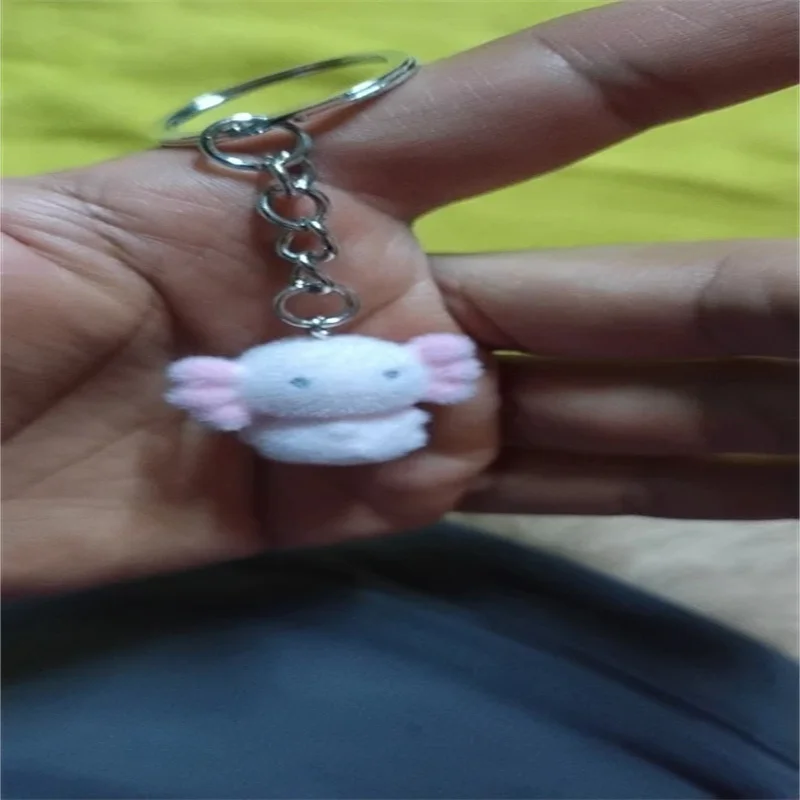 Śliczny flokowany brelok do kluczy 3D Axolotl Flokowany różowy axolotl Para Telefon komórkowy Brelok do kluczy samochodowych Słuchawki Plecak Charms Bag Decor — zdjęcie 6