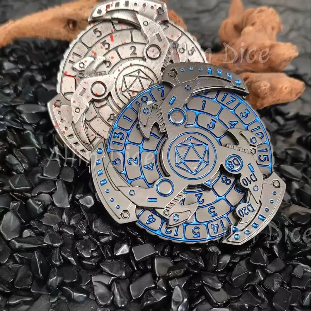 Set di Dadi Giroscopici D&D, 7 in 1 Set di Dadi in Metallo con Spinner per Dungeons & Dragons Giochi da Tavolo di Ruolo RPG Dadi Roulette