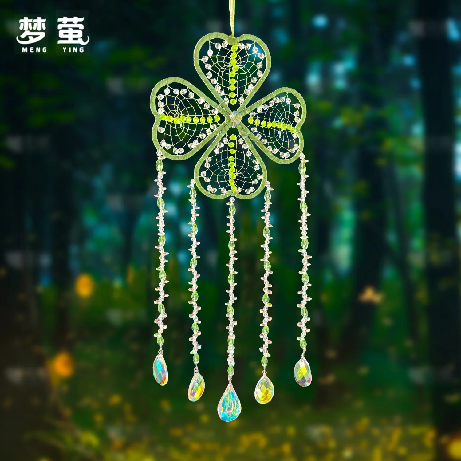 

ins Amazon new room decoration wall pendant natural gravel lucky four-leaf clover sun catcher pendant