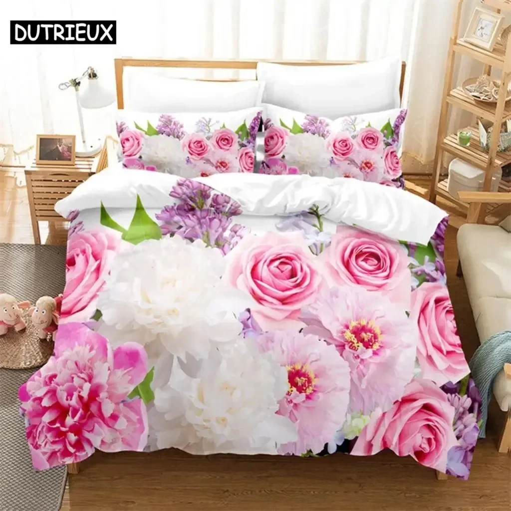 

Pink Rose Queen Bedding Set Single Twin Double Queen King Cal King Size Bed Linen Set