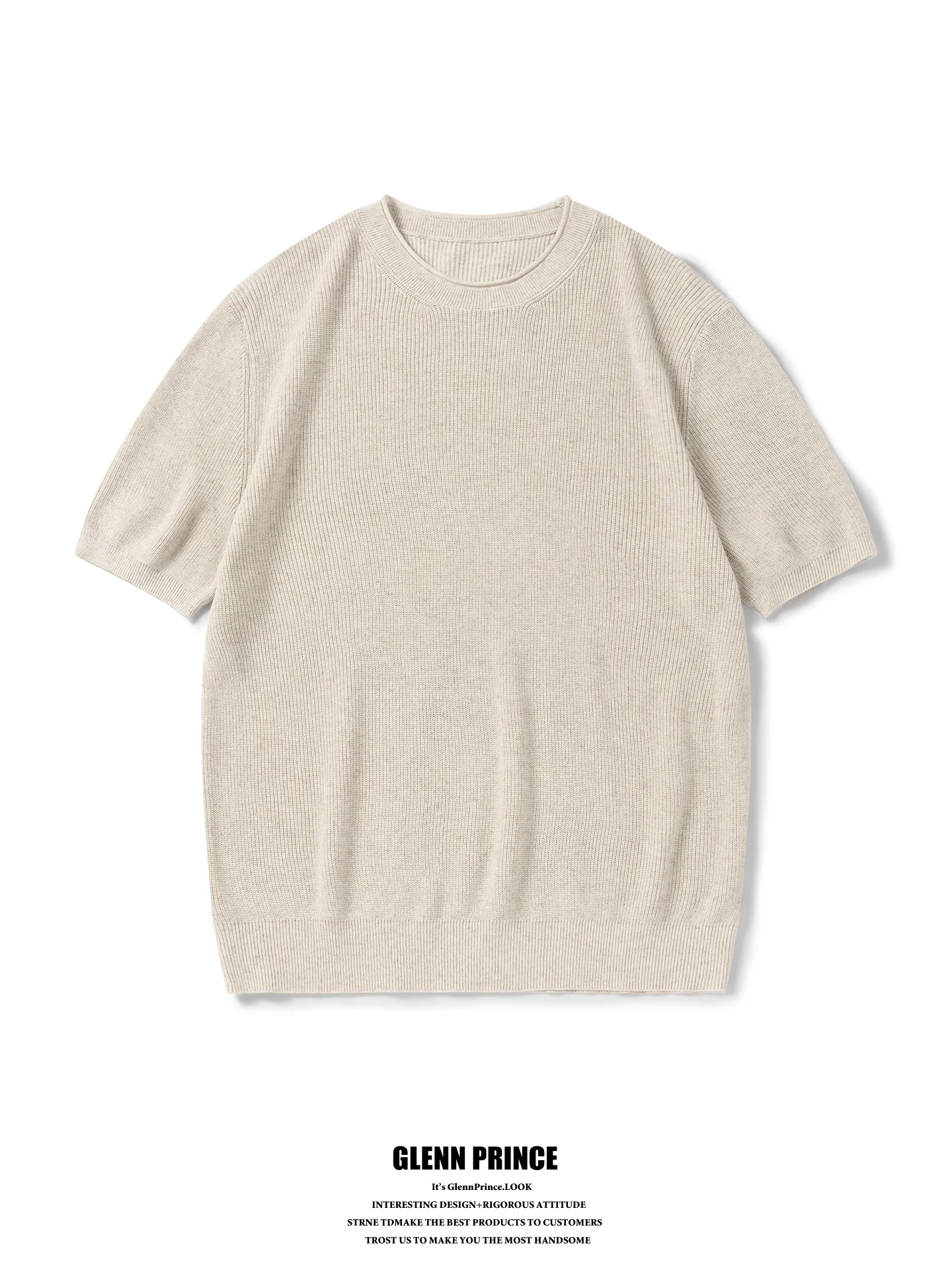 

GPstudio Linen Blend Knitted Short Sleeve T-Shirt Casual round Neck Roll Minimalist Commute Shoulder Fit Leisure Top
