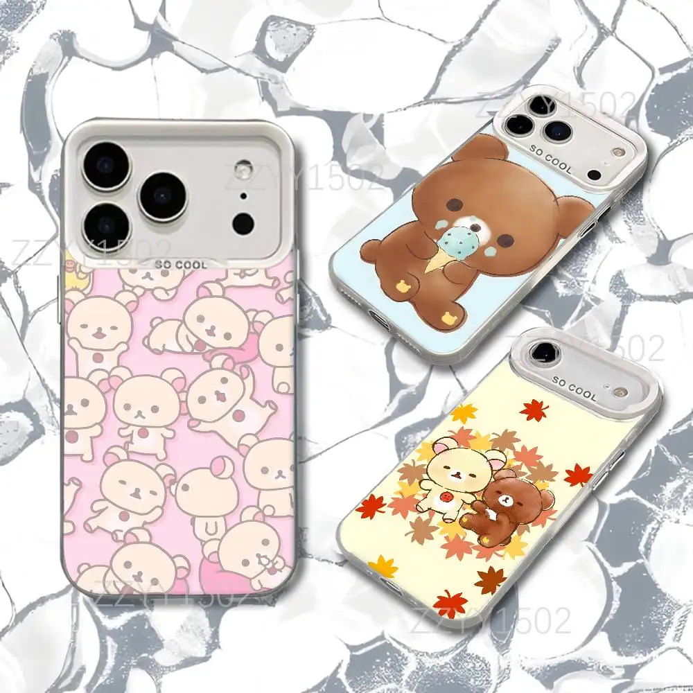 

Cute R-Rilakkuma Bear Phone Case For iPhone 17,16,15,14,13,12,X,8,Pro,Max,Plus,SE4,Air,Mini White IMD HD Matte