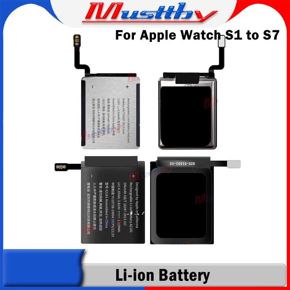 Musttby 1:1 OEM Replacement Battery For Apple iWatch Series SE 4 5 6 7 8 Bateria Watch S9 S3 GPS S4 S5 S6 S7 S8 40/41/42/44MM