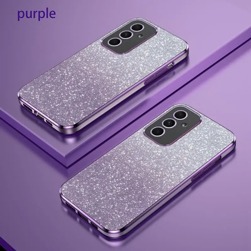 A 54 34 24 14 Luxury Gradient Glitter Plating Case For Samsung Galaxy A54 A34 A24 A14 4g 5g A04s 2023 Silicon Protect Back Cover