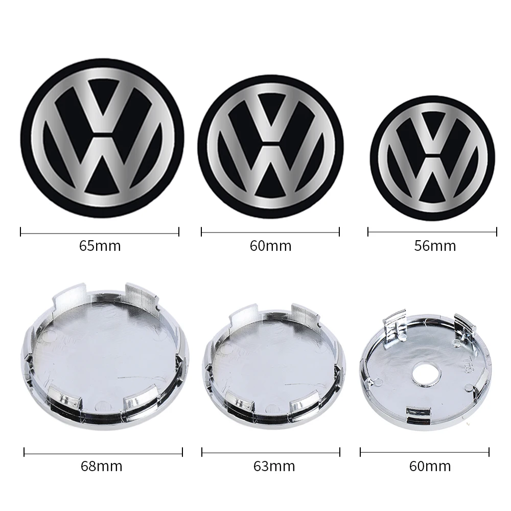 4PCS 60/63/68MM Car Wheel Center Covers Hub Caps Replacement Emblem For Volkswagen VW Scirocco Beetle R Touareg Tiguan Golf GTI