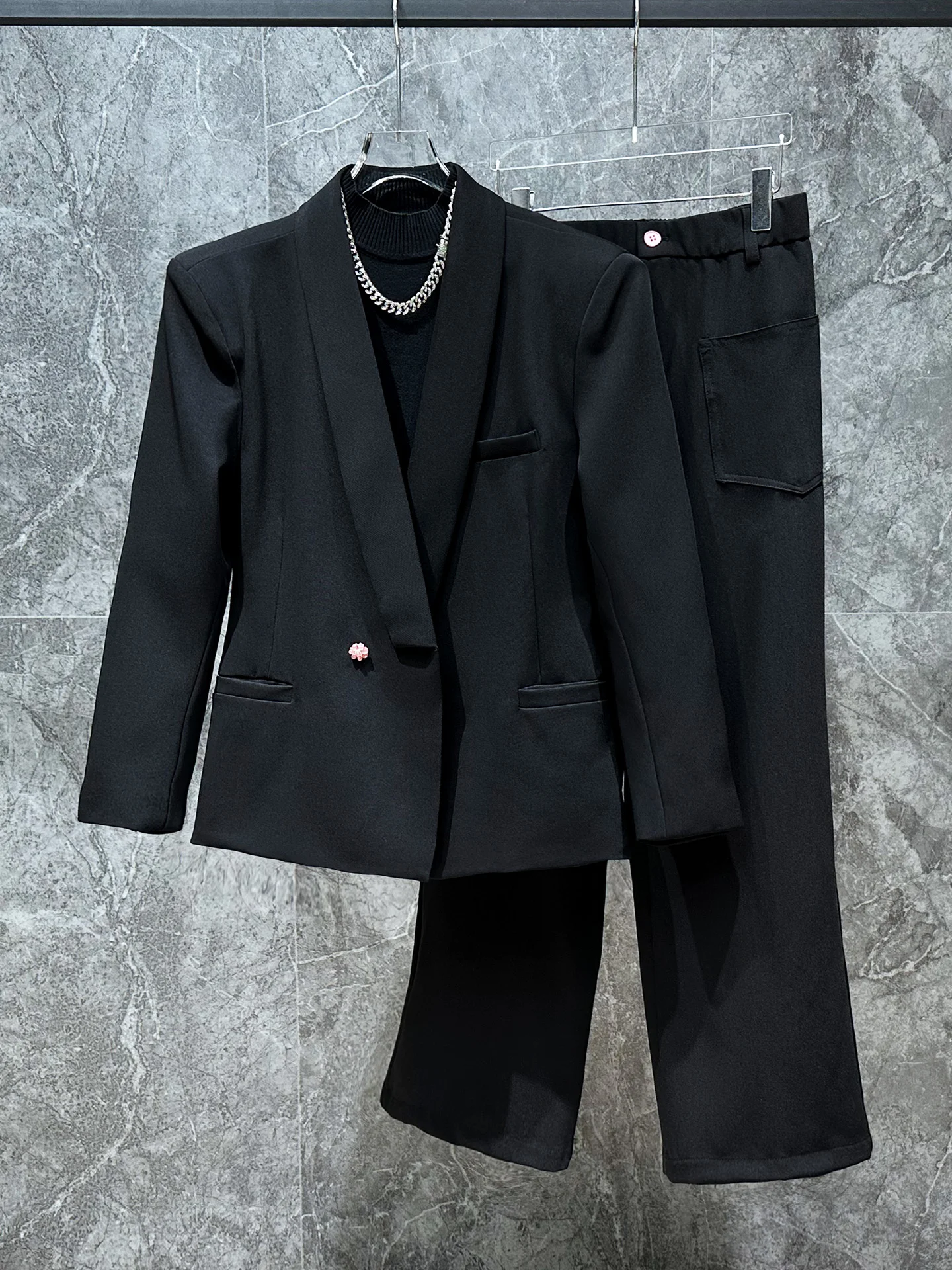 

Модный молодежный мужской костюм-двойка с V-образным вырезом, повседневный, свободного кроя, однотонный, осенняя коллекция 2025