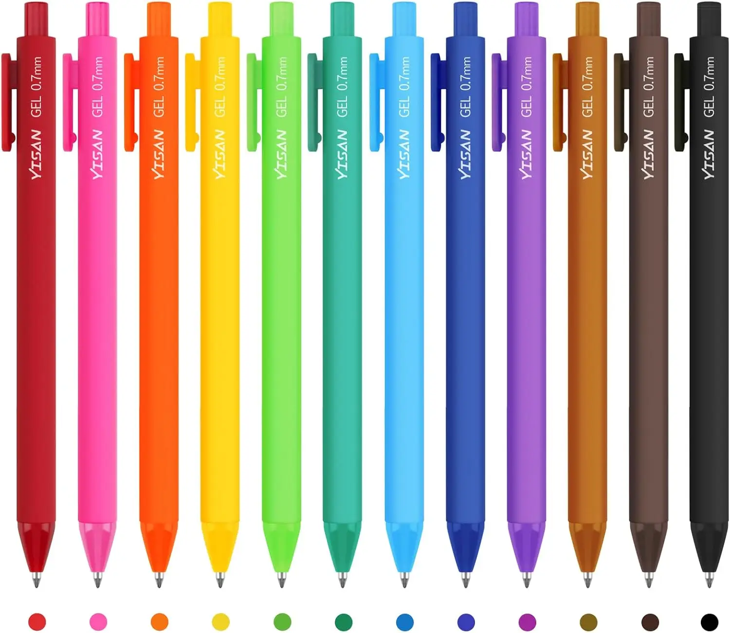 

0.7mm Colored Gel Pens, 12 Assorted Colors, Quick-Dry Ink, Smooth Writing, Retractable, No Bleed, Perfect for Journaling