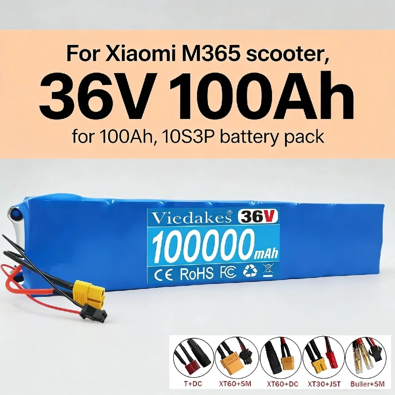 샤오미 M365 M356 프로용 오리지널 36V 100000mAh 배터리, 특수 배터리 팩 36V 리튬이온 배터리 100000mAh