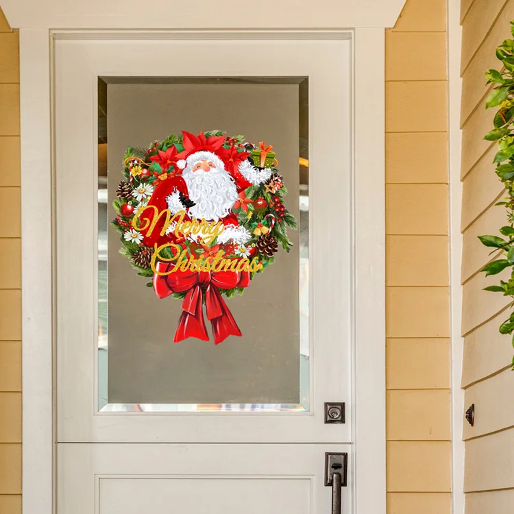 Frohe Weihnachten Weihnachtsmann Wandaufkleber Wohnzimmer Türdekoration Wandbild Glasfenster Neujahr Heimdekoration Abnehmbare Aufkleber – Detail 5
