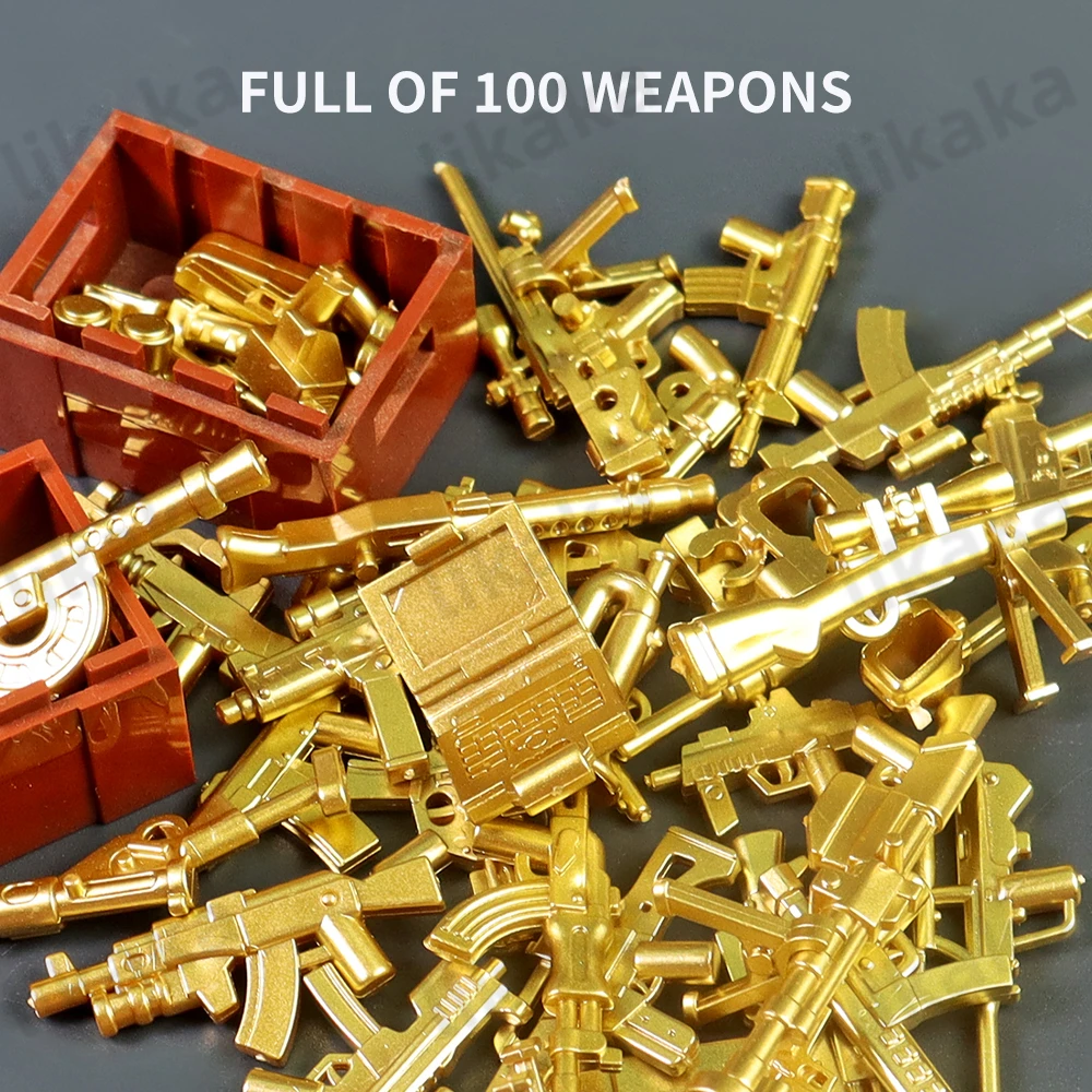 MOC Arsenal Building Blocks Toys Set Military Weapons House Armory with Golden Guns Tools Boxes Accessories Blocks Toys for Boys