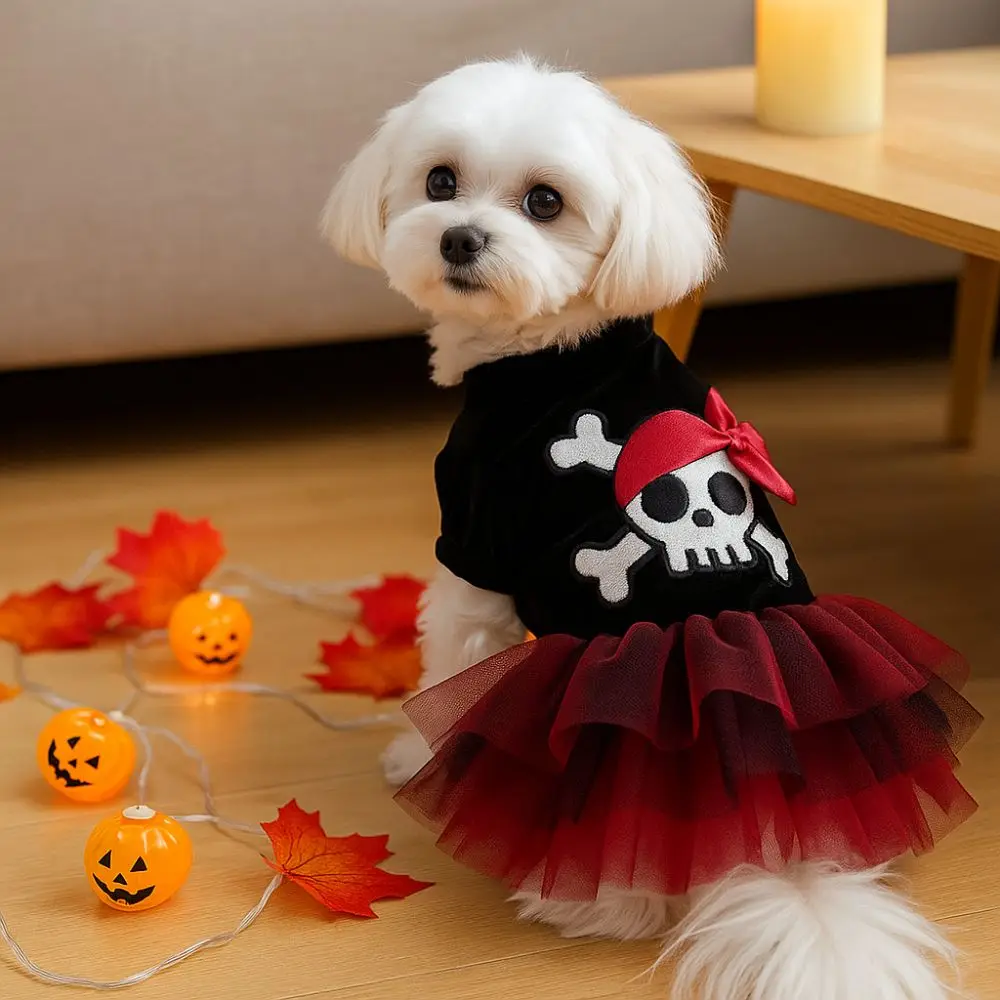 

Cat Casual Clothing Two Legged Pet Pirate Skirt Breathable Soft Cats Pullover Comfortable Dog Cosplay Dress Halloween