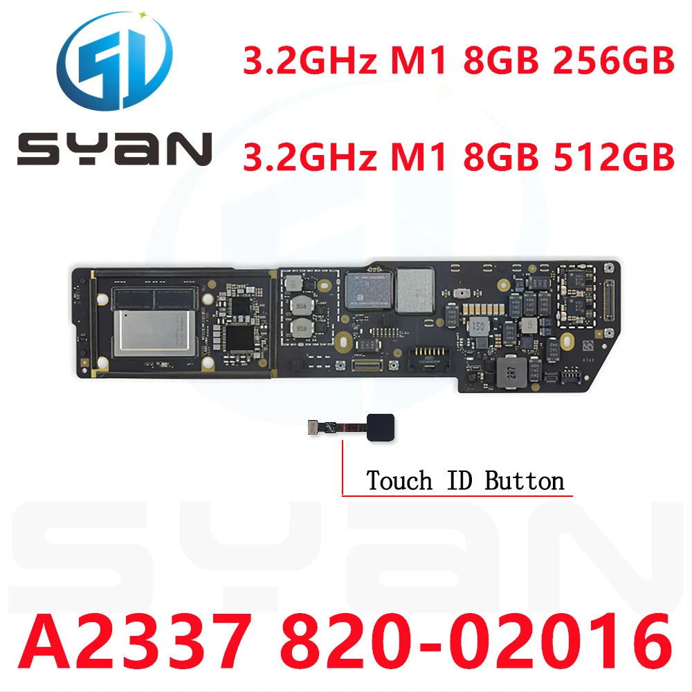 

Tested A2337 Motherboard With Touch ID for Macbook Air 13” M1 A2337 Logic Board RAM 8G 16G SSD 256GB 512GB 1TB 820-02016-A