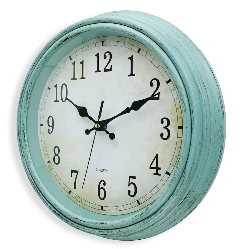 12-Inch Retro Wall Clock for European Style Brushed Gold Fading Creative Silent Quartz Clock for Home Decor