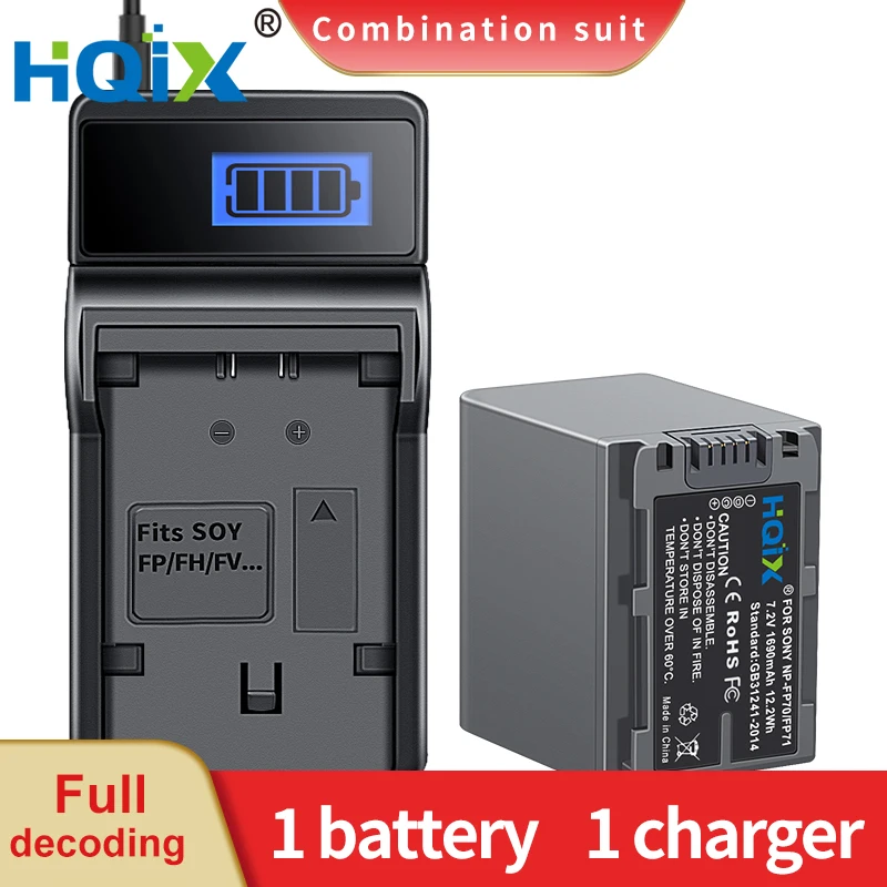 

HQIX for Sony DCR-DVD602 DVD605 DVD653 DVD703 DVD805 DVD905 DVD705 DVD755 DVD803 HC17 HC16 HC3 30 Camera NP-FP70 Battery Charger