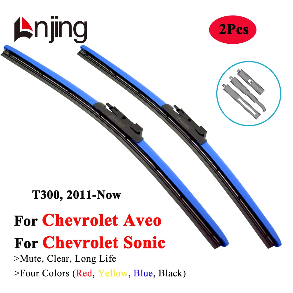 LNJING Colorful Wiper Blades For Chevrolet Aveo Sonic T300 Hatchback 2011 2012 2013 2014 2016 Car Accessories Windshield Wipers