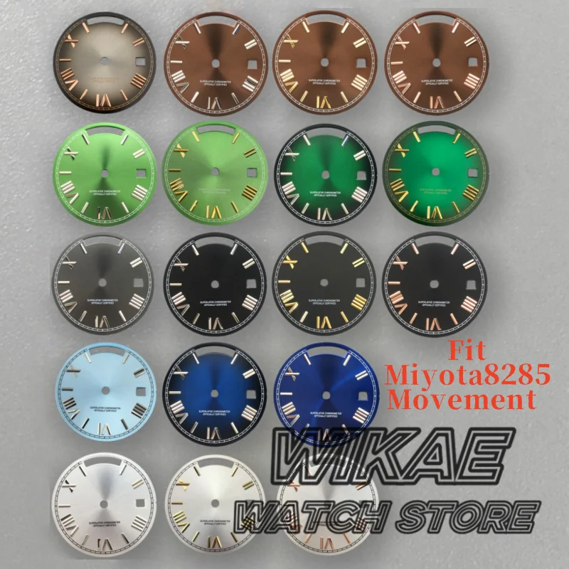 29mm Blue Green Brown Sterile Watch Dial With Day Date Function Dual Calendar for Miyota 8285 Movement Watch Replace Accessories
