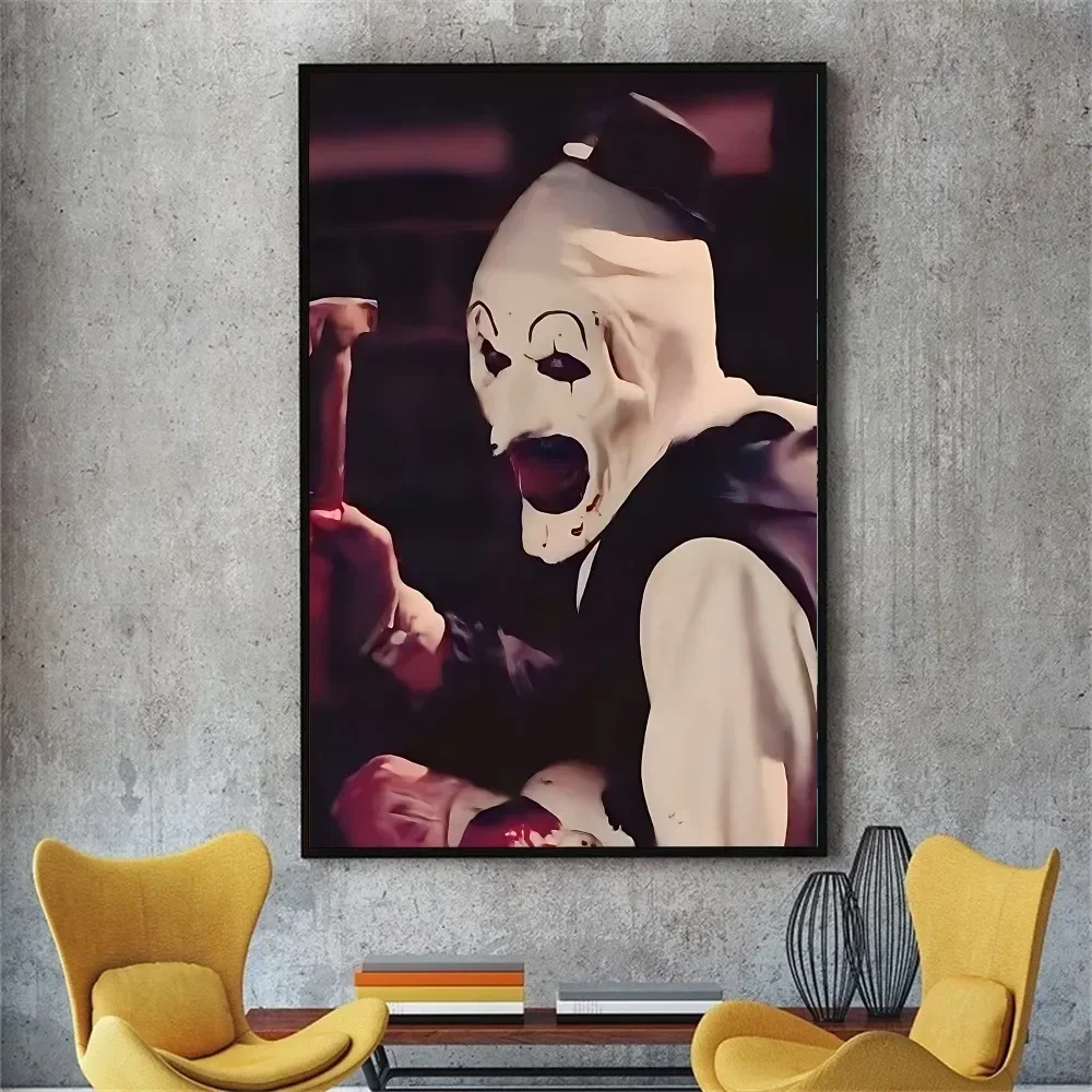 لوحة فنية جدارية عتيقة من Clown Horror T-Terrifier، ملصق مطبوع على القماش عالي الدقة، مناسب للمنزل، غرفة المعيشة، لوحة تزيين للعطلات