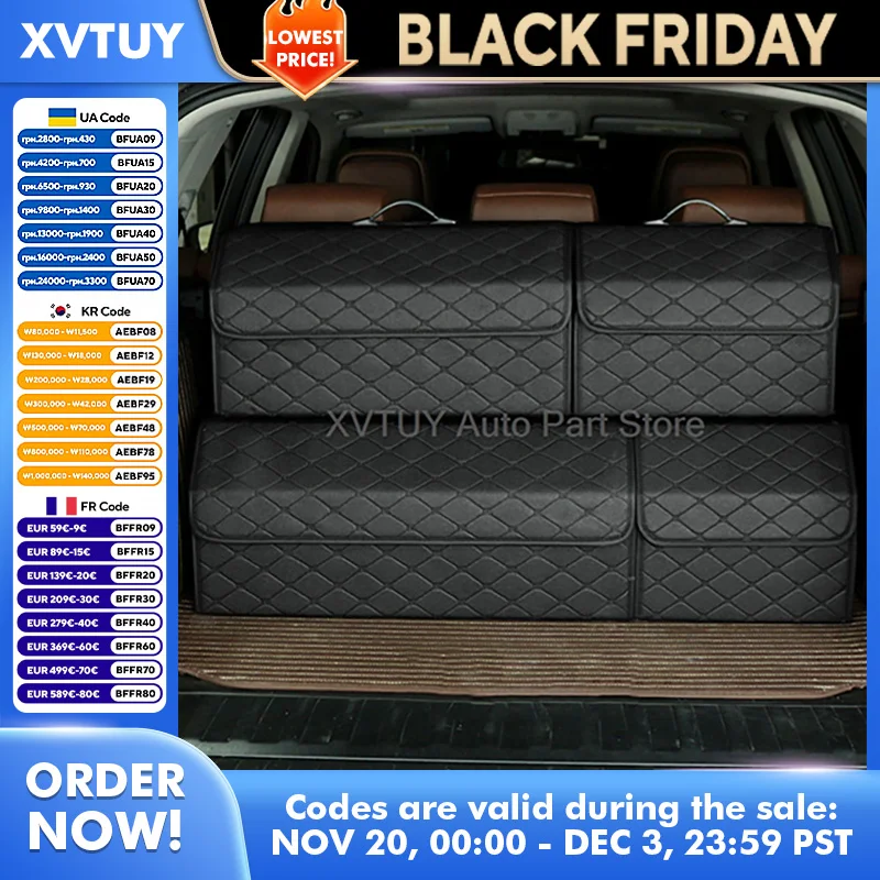 

Органайзер для багажника автомобиля, кожаный складной ящик для хранения с несколькими отделениями и разделителями для автоматического уборки сзади, водонепроницаемый, прочный, большой