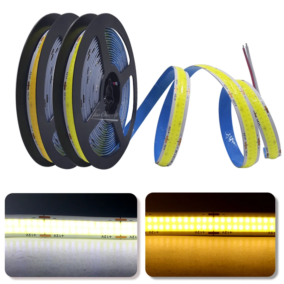 

Double Row COB LED Strip DC12V 24V Super Bright High Density Flexible Tape Ribbon 642LEDs/m 3000K 4000K 6500K Led Lighting RA90