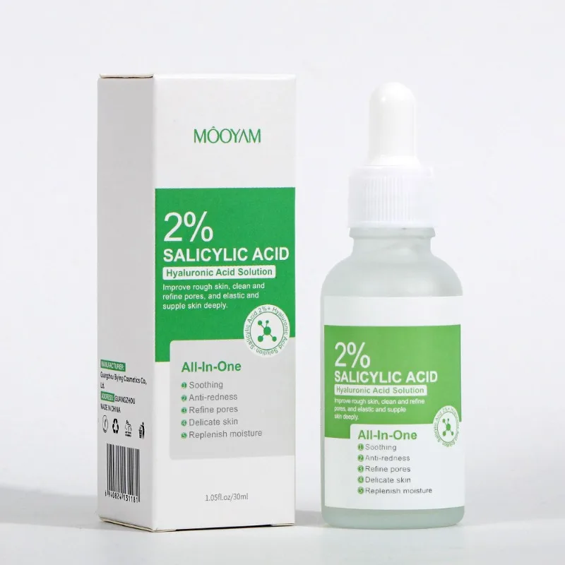 2% Salicylic Acid Serum Gentle Acne Spot Removing Hyaluronic Acid Essence for Brighten Face Skin Care Vitamin C Serum