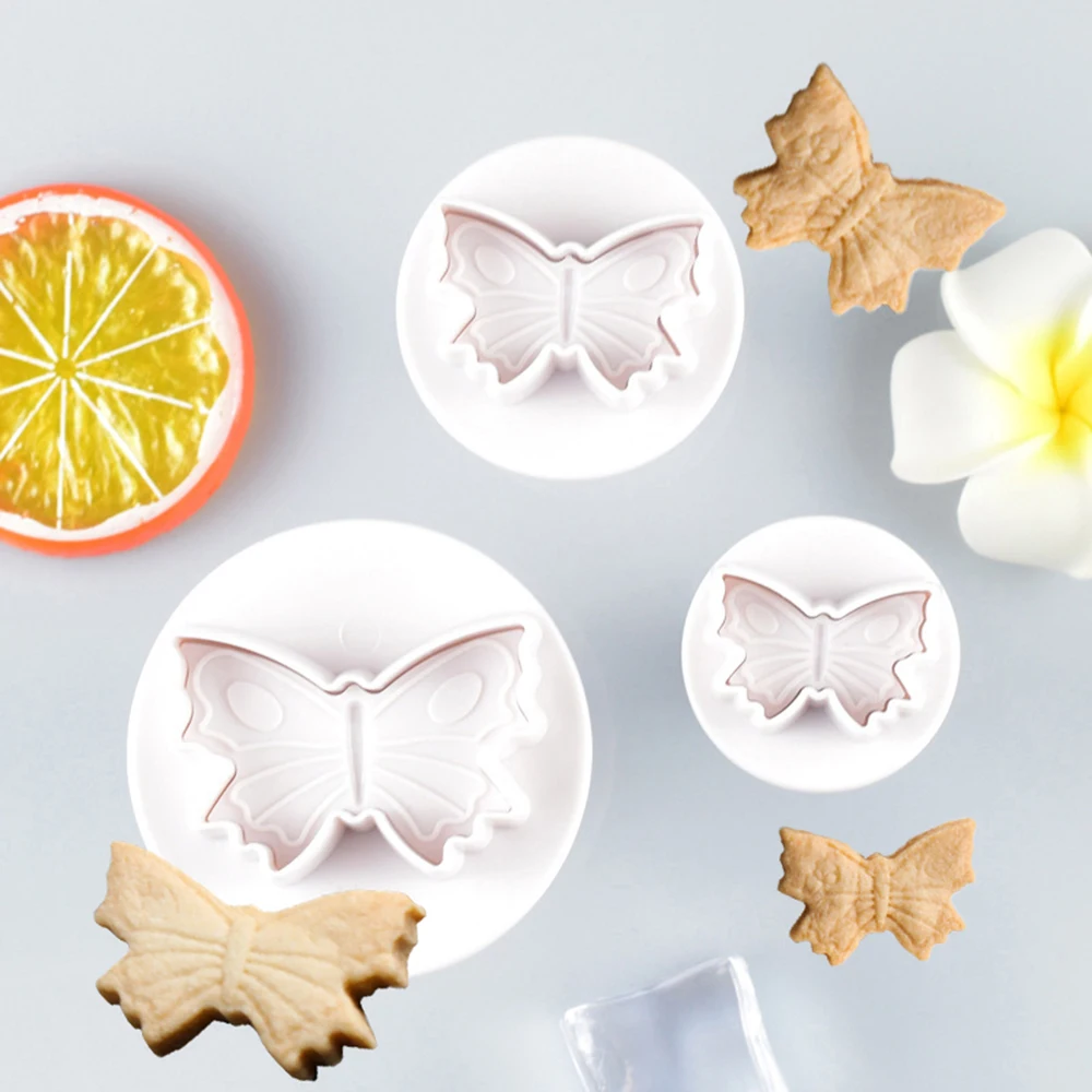 

3pcs/set Butterfly Cookie Cutter Press Molds Baking Biscuit Cake Decoration Embossing Printing Moulds