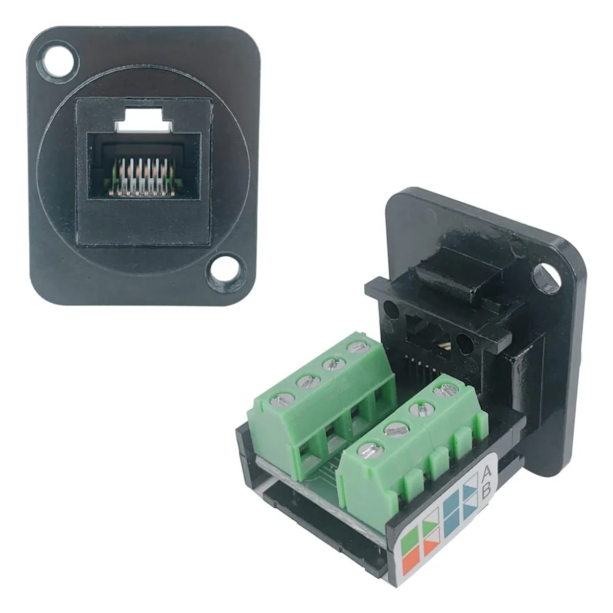 Adaptador de Terminal de tornillo de montaje en Panel hembra RJ45, 5 uds., Terminal tipo D RJ45 8P8C hembra a 8 pines