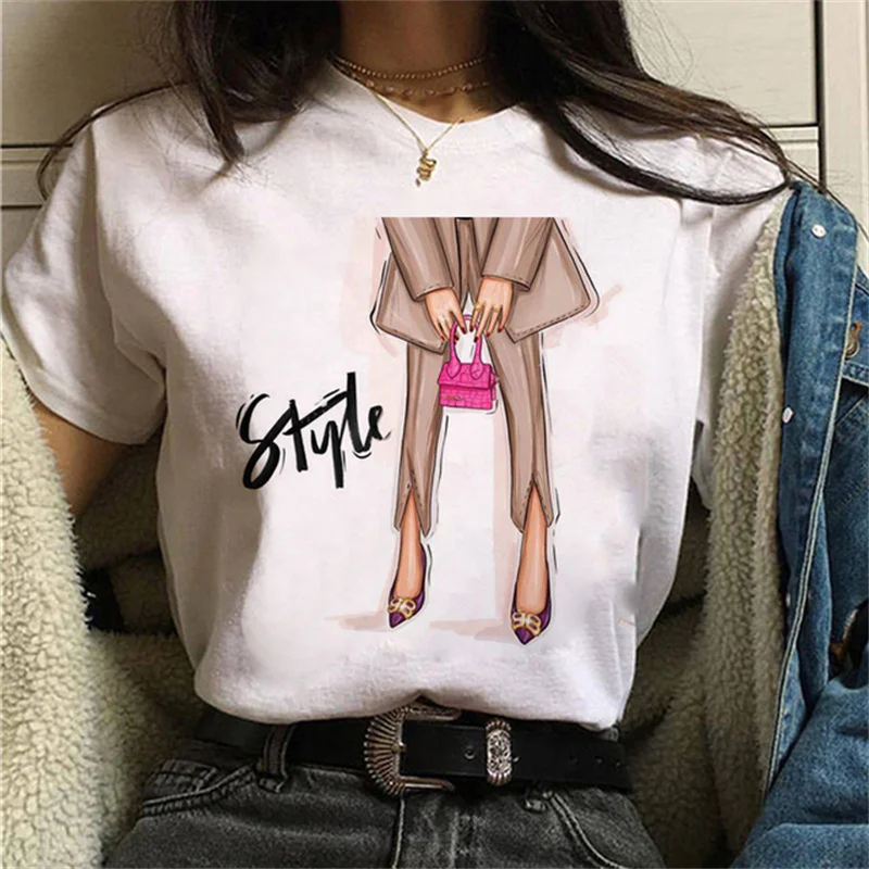 Luksusowa moda Wysokie obcasy Buty Nadruk Kobiety T Shirt Lato Śmieszne 90s Hip Hop Punk T Shirt Hipster Streetwear T-shirt Odzież — zdjęcie 7