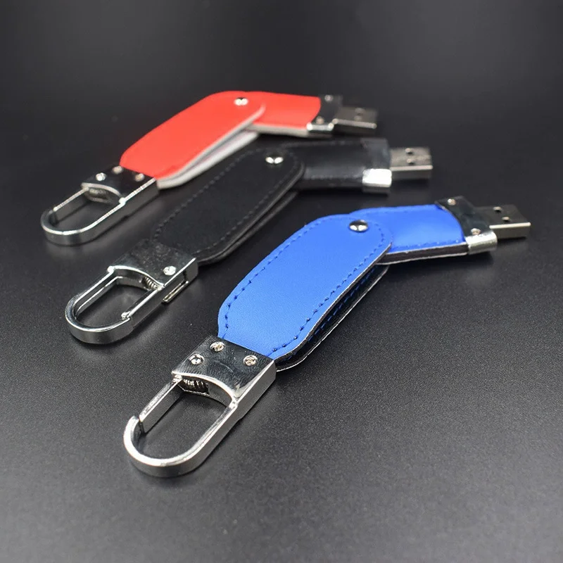 ฟรีที่กําหนดเองการพิมพ์สีโลโก้สีโลหะหัวเข็มขัดหนัง USB2.0 แฟลชไดรฟ์ 4GB 8GB 16GB 32GB 64GB 128GB