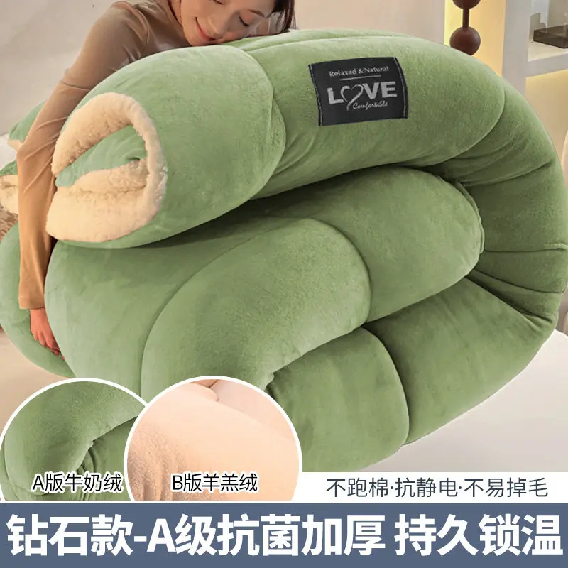 Lamb's Wool Quilt Winter Thick Super Warm Comforter Single Double Bed for Students Double-Sided Plush Blanket for Dormitory