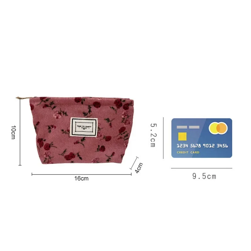 New Small Women\'s Cosmetic Bag Portable Floral Pattern Small Sanitary Napkin Storage Bag Coin Key Case Portable Card Pouch