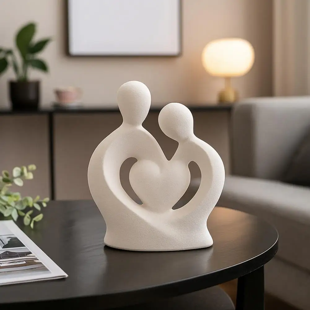 Ceramic Couple Figurine Ceramic Couple Statue Hugging Figurine Romantic Lover Sculpture Wedding Anniversary Decor Valentine's