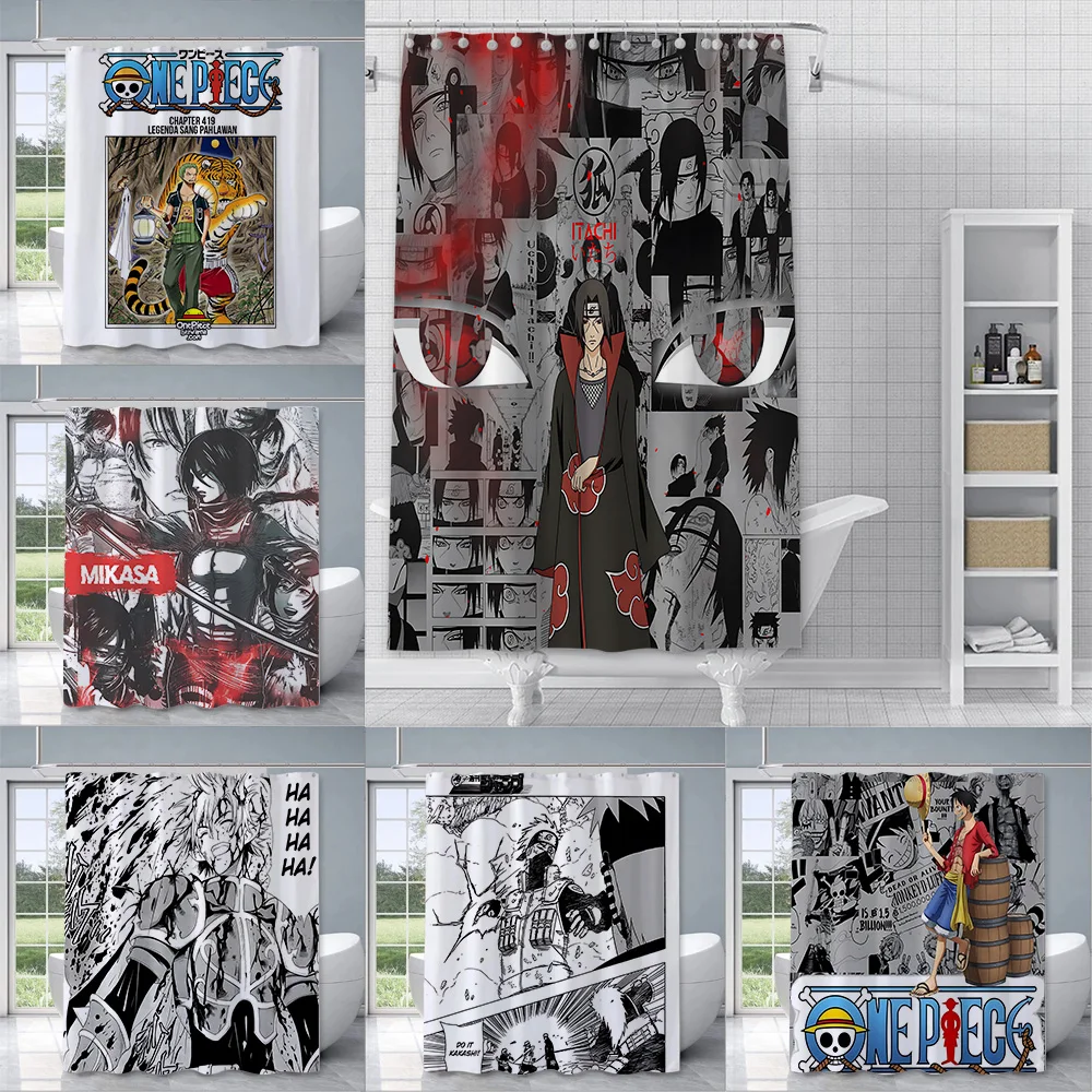 

HOT Anime Shower Curtain Waterproof Polyester Fabric Paint Colorful Bath Curtains Home Bathroom Decor Curtain With Hook