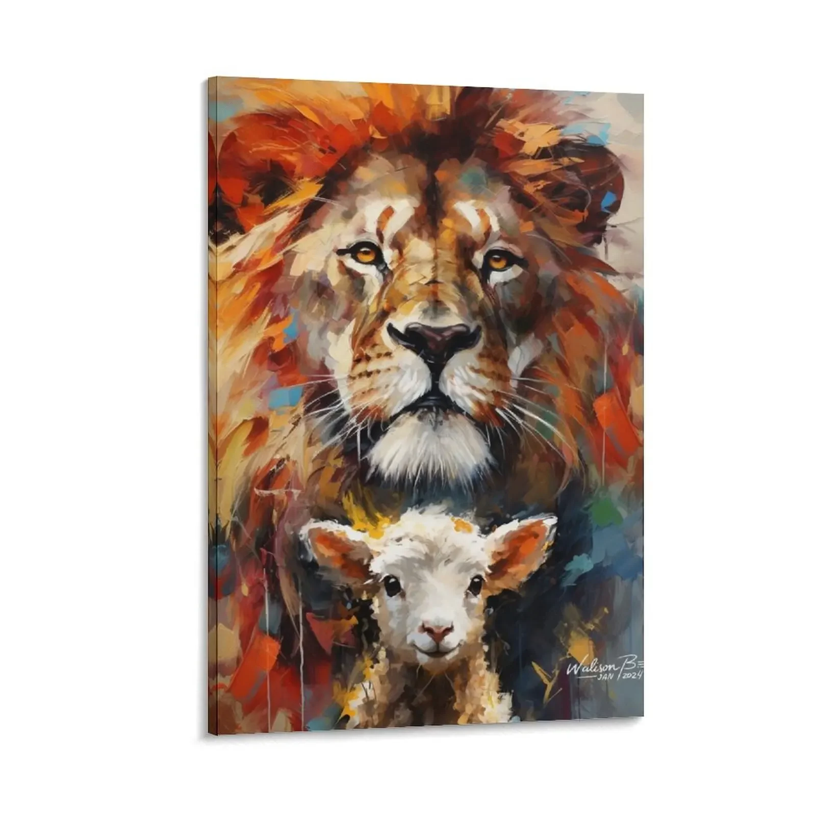 

Lion and the Lamb Acrylic painting Canvas Painting posters anime room decor paintings wall decor